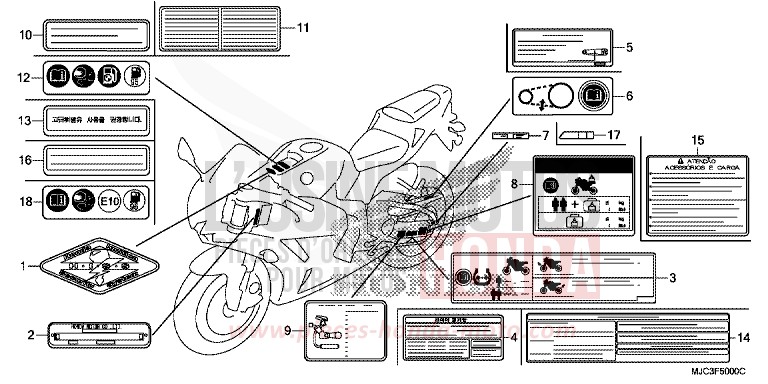 WARNETIKETT von CBR600RR ABS VIBRANT ORANGE (YR250) von 2013